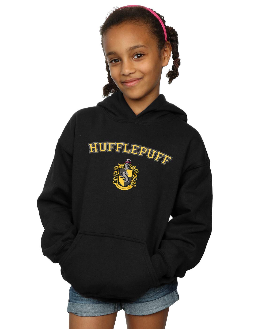 Absolute Cult Girls Black Harry Potter Hufflepuff Crest Hoodie 12-13 Years