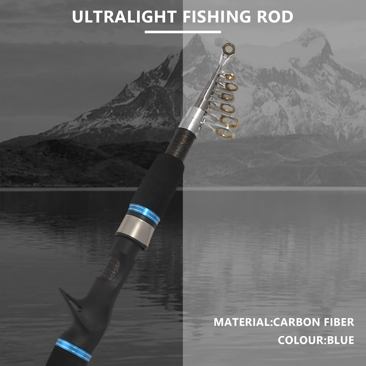 Dciustfhe Fishing Rods Telescopic Fishing 2.1M Carbon Fiber Ultralight Travel Trout Fishing, Blue - Image 3