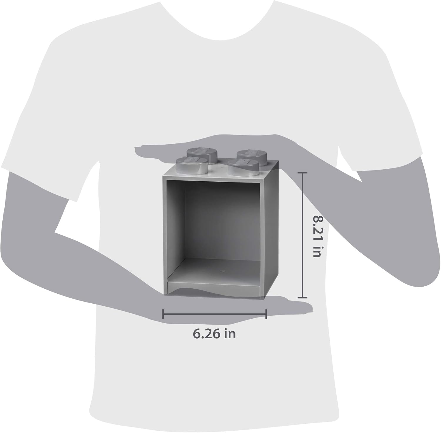 Room Copenhagen Lego Brick Set with 4-Stud and 8-Stud Box Shelves, Gray