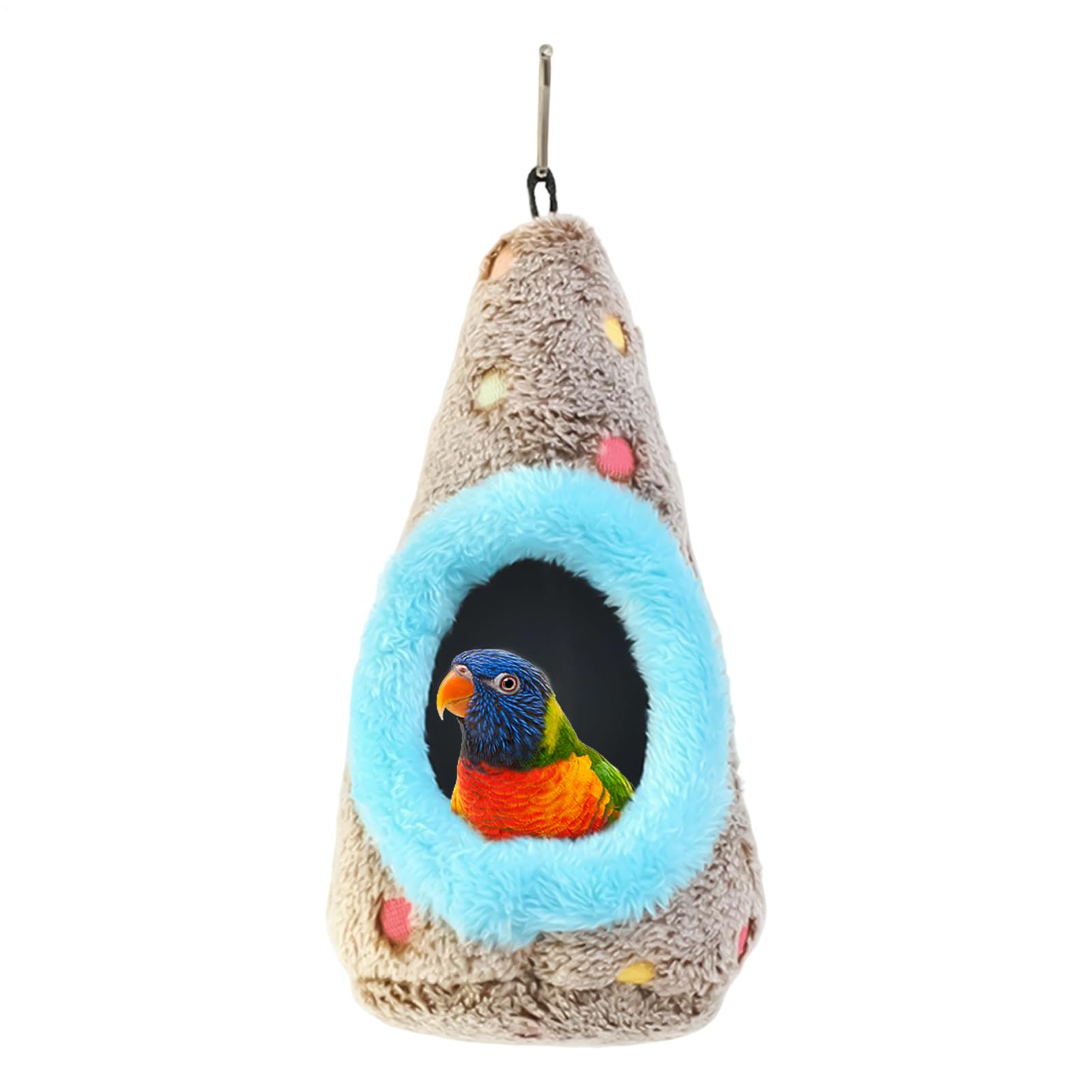 Parrot Nest - Velour, Bird House, Bird House, Cosy | 11x16x22cm, Soft and Comfortable Material, Lightweight 60g, Warm Nesting Place For Parrots, Small Birds, Cag