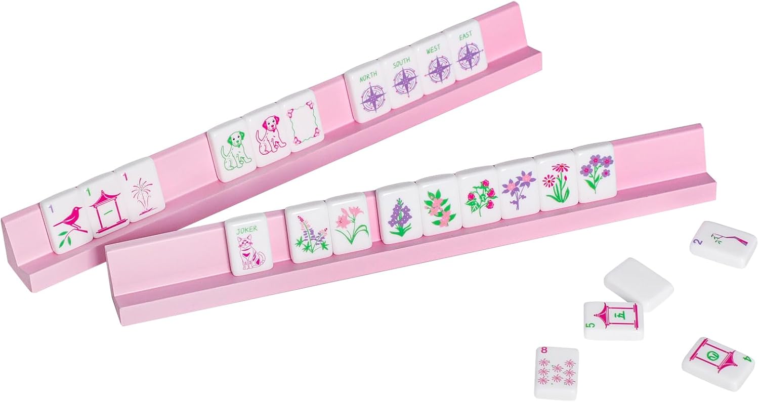 Mini Mahjong Tiles Set, American Mahjong Game Set with 160 0.94in Acrylic Tiles, 4 Racks and a Carrying Bag, Mahjong Accessories