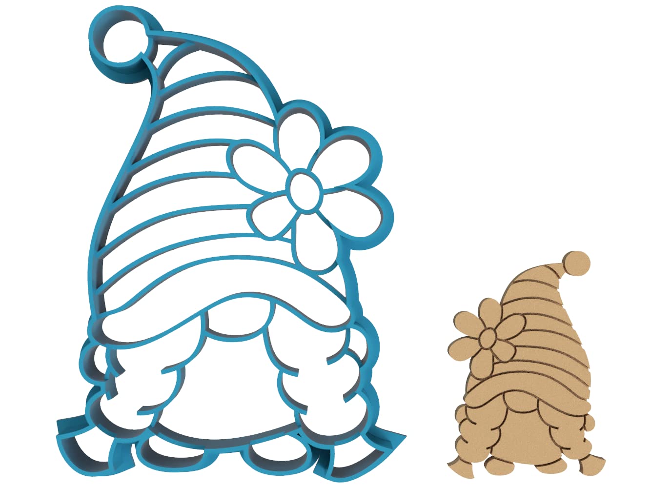 Gnome with Braids & Flower - Cookie Cutter/Sugar Cookie/Fondant/Clay (0298)