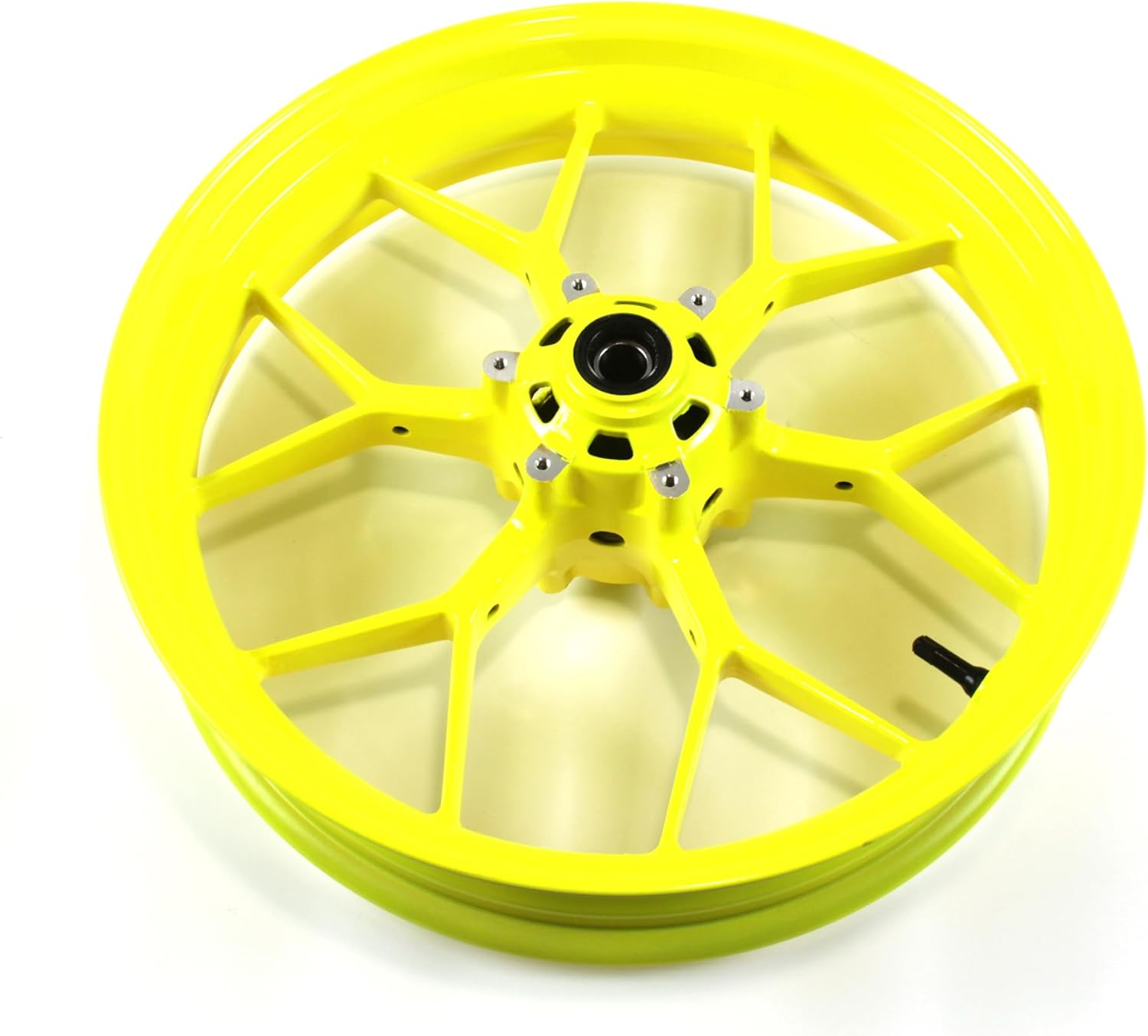 Neon Yellow Front Wheel Rim and Brake Discs Rotors Compatible with Honda CBR600RR 2007-2022, Motorcycle Replacement Accessories Parts