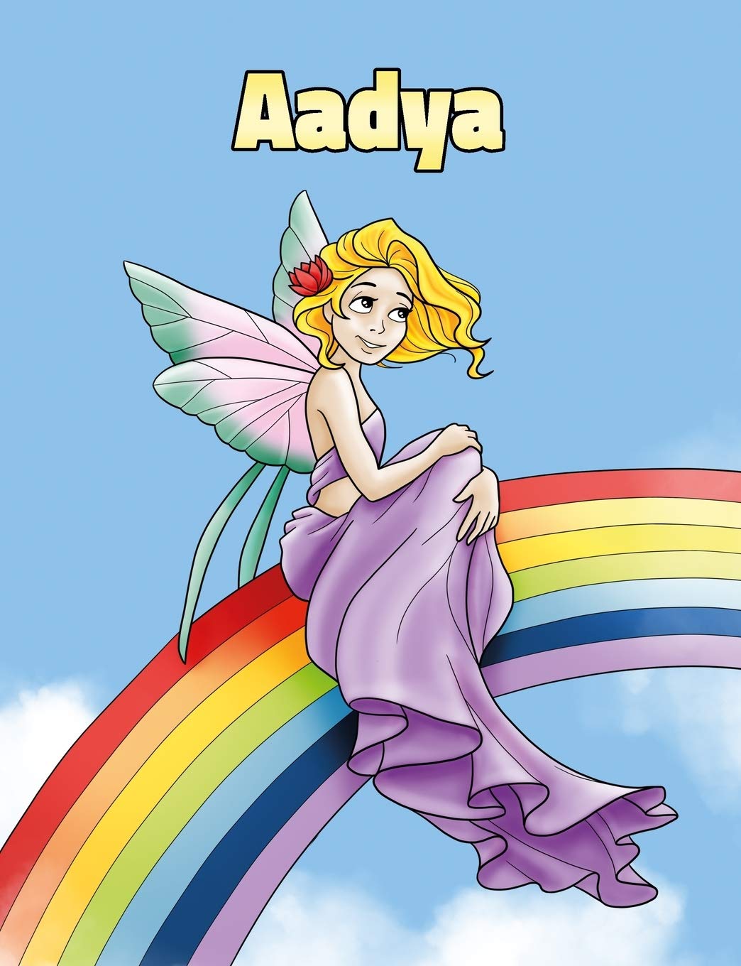 Aadya: Personalized Composition Notebook - Wide Ruled (Lined) Journal. Rainbow Fairy Cartoon Cover. For Grade Students, Elementary, Primary, Middle School, Writing and Journaling