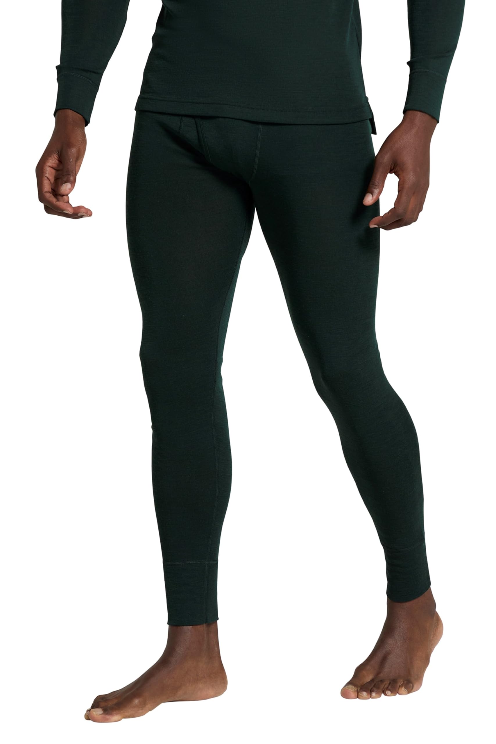 Mountain Warehouse Mens Merino Thermal Base Layer Trousers - Lightweight Mens Pants, Antibacterial, Breathable Bottoms - for Camping in Dark Green XXS