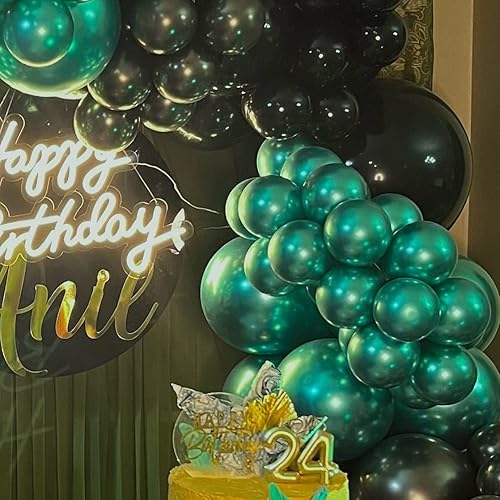 Miniatura 4 de Kelfara Globos verdes metálicos, 60 globos de látex de 12 pulgadas de color verde metálico y confeti a granel para fiestas de cumpleaños, despedidas