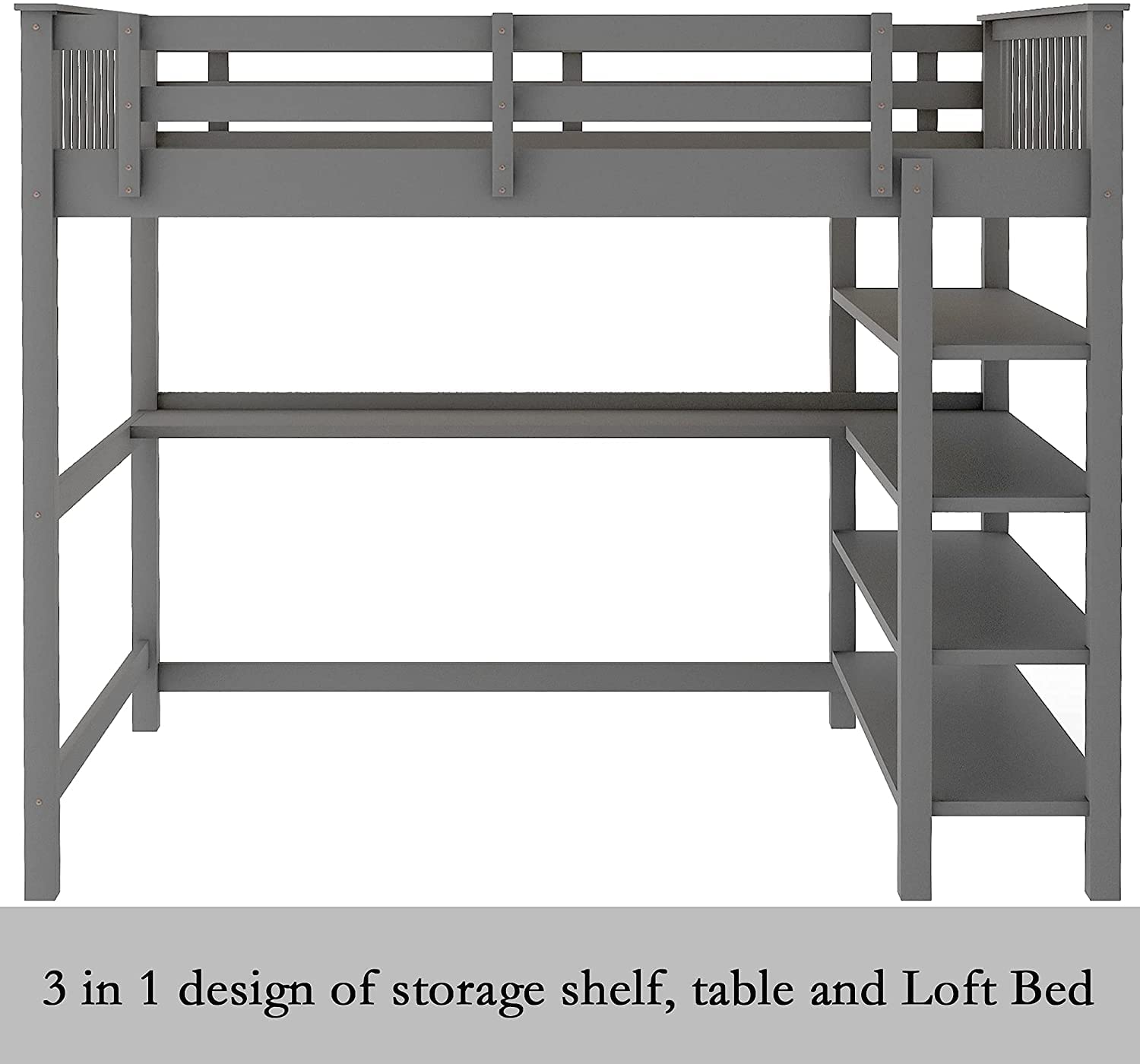 Buy Full Size Loft Bed with Desk, Virabit Loft Bed with Desk Underneath