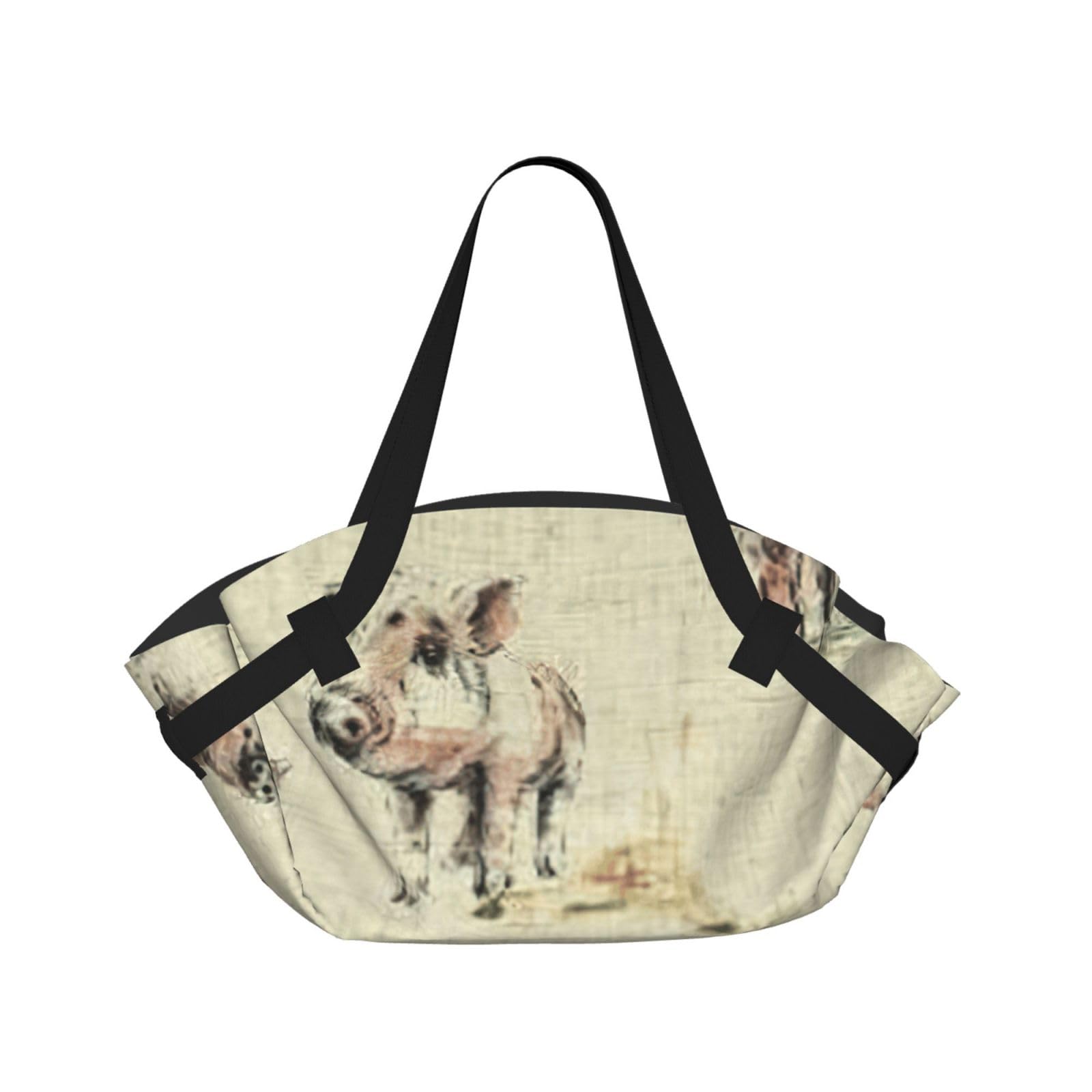 WYCZHY Pig Background Printed Foldable Round Picnic Blanket Converts to Carry Bag, 37in Mat for Camping Date Night