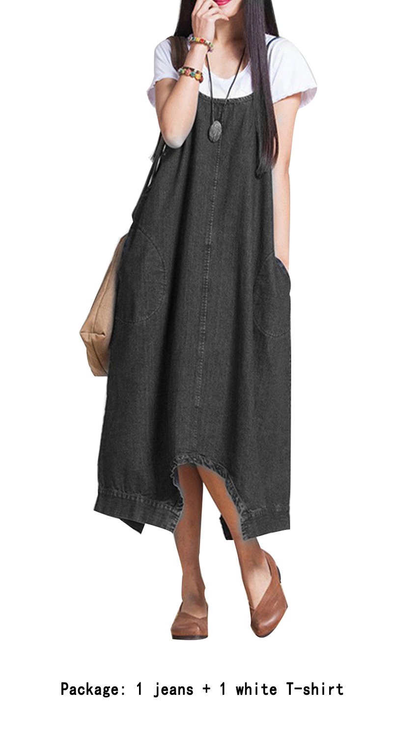 Pantalones Vaqueros Algodón Mujeres Pantalones Falda Vestido Largo