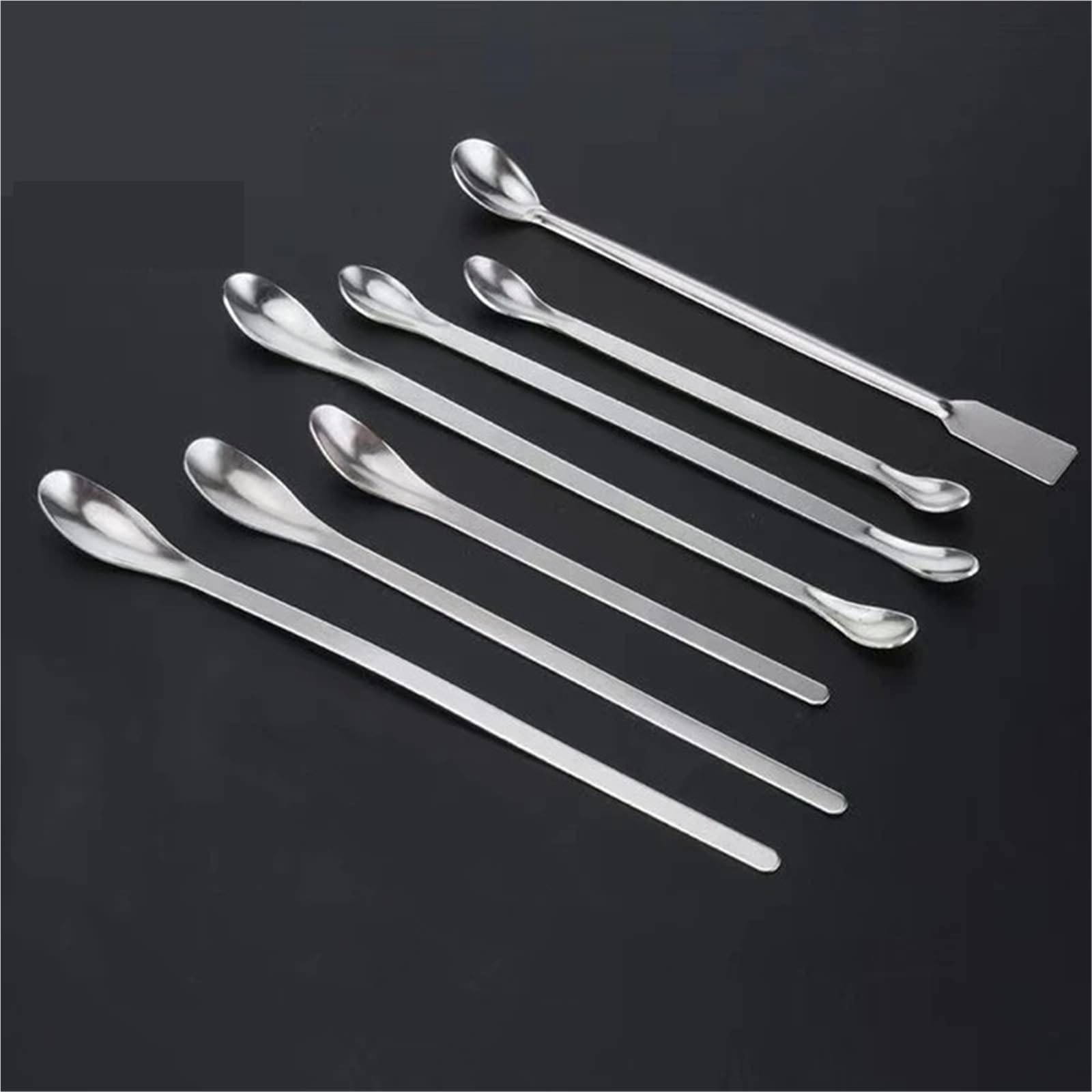 10 Stück/Los Labor Einzel-/Doppel-/Quadratkopf-Reagenzien aus Edelstahl, Probenwiegelöffel, 16/18/20/22/25/30 cm (Einzelkopf 22 cm)