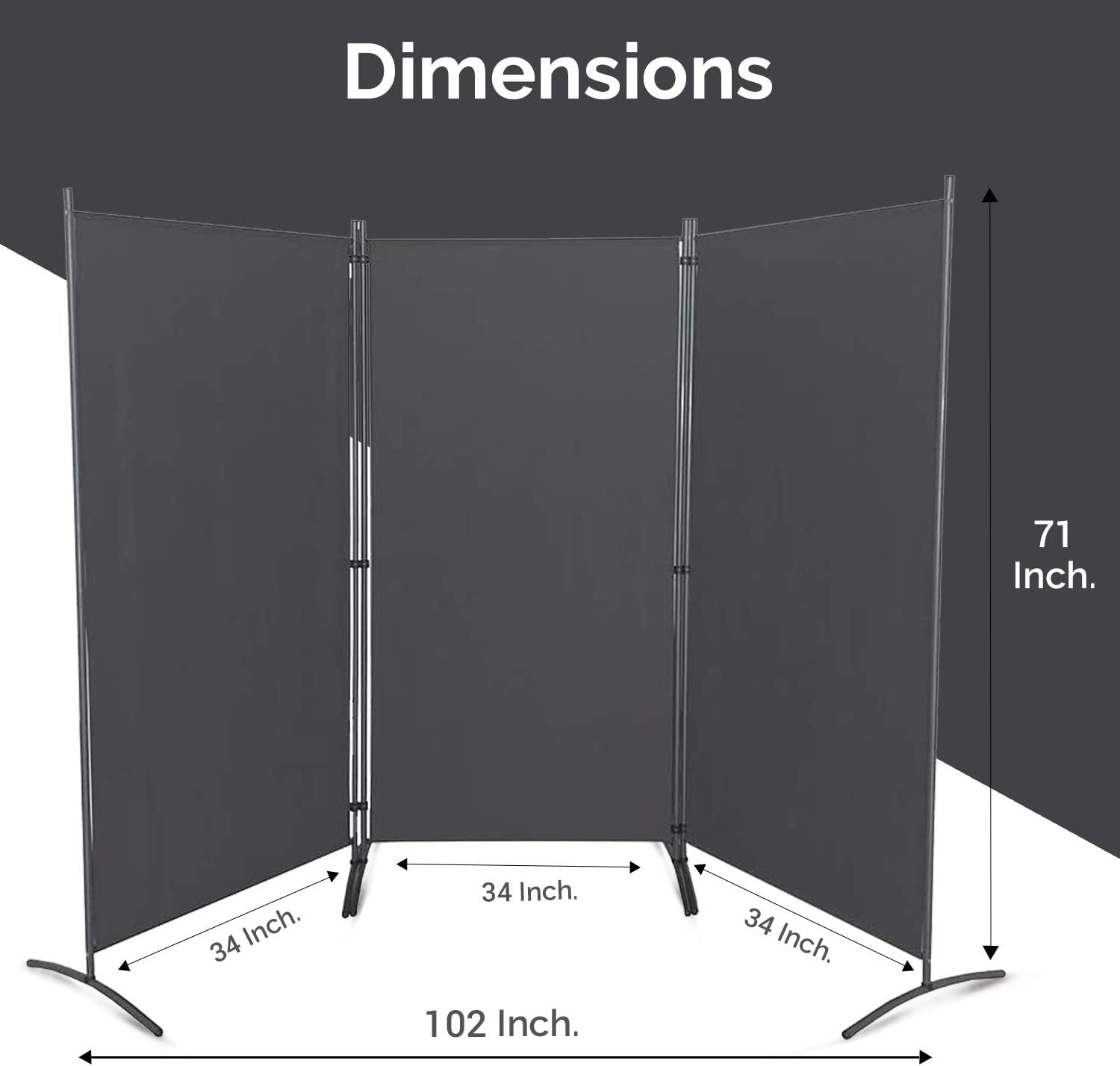 STEELAID Room Divider – Folding Partition Privacy Screen for School, Church, Office, Classroom, Dorm Room, Kids Room, Studio, Conference - 102" W X 71" Inches - Freestanding & Foldable