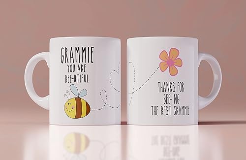Grammie You Are Bee-Utiful Beautiful - Taza de café con mensaje personalizado con ilustración de abeja linda, regalo para el día de la madre, regalo