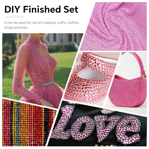 Image of Hotfix Rhinestones Bulk 3000PCS SS10 (2.7-2.9mm), Pink Glass Rhinestones for Clothes, Tumblers, Shoes DIY, Heat Transfer Flatback Gems for Crafts & Decoration