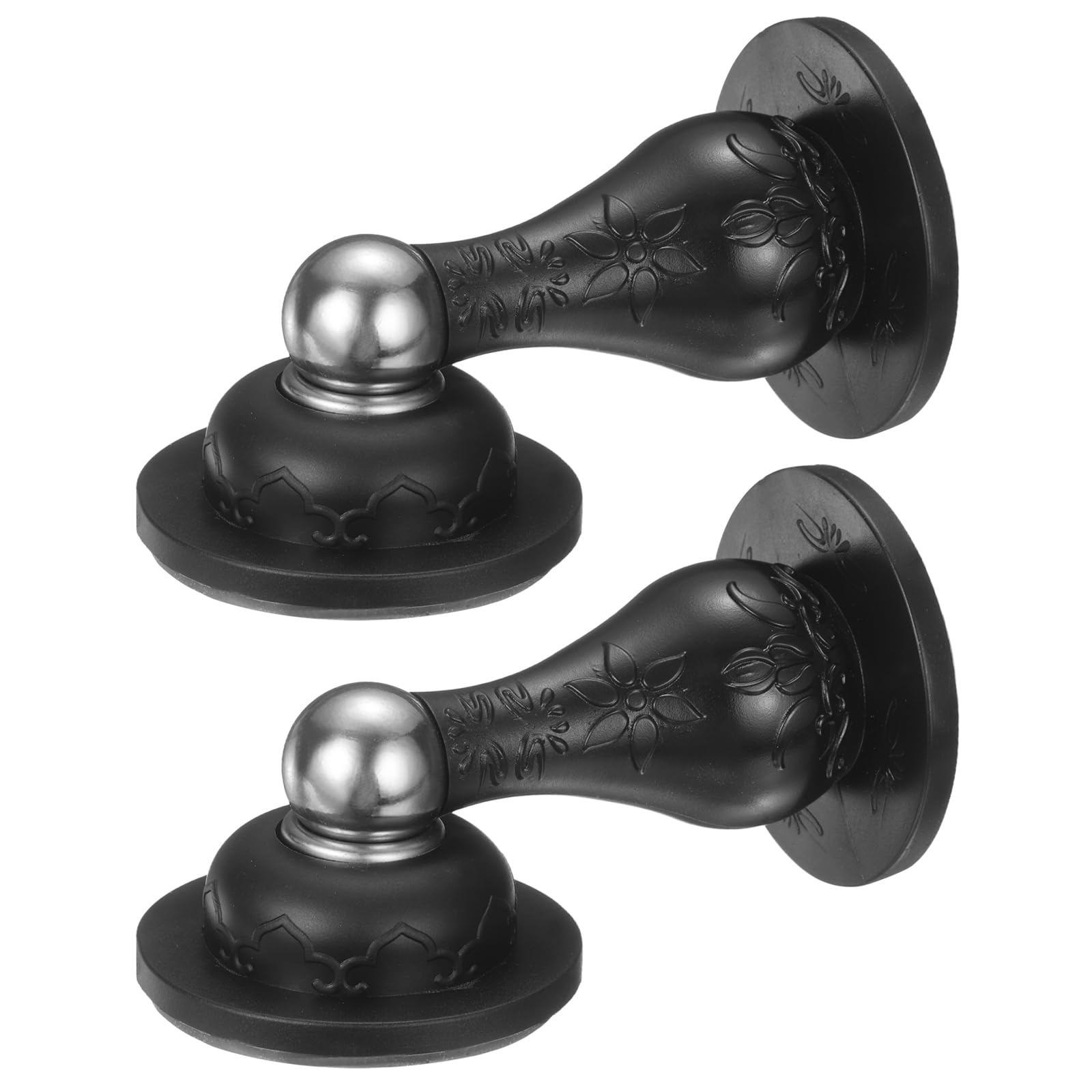 sourcing map 2Pcs 3.5" Magnetic Door Stopper, Soft Silicone Magnetic Doorstops for Wall and Floor Mounting, No Drilling Door Holder with Adhesive for RV Baggage Doors, Home, Office, Black