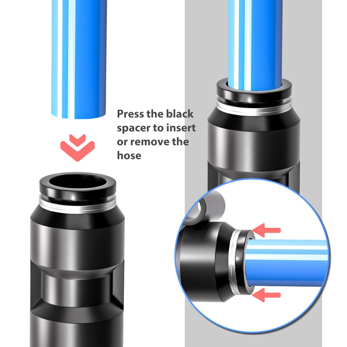 60 pezzi 12 mm nero spingere per collegare kit di raccordo pneumatico, 15 dritto, 15 divisori, 15 gomiti, 15 tipi Tee connettori pneumatici a sgancio rapido