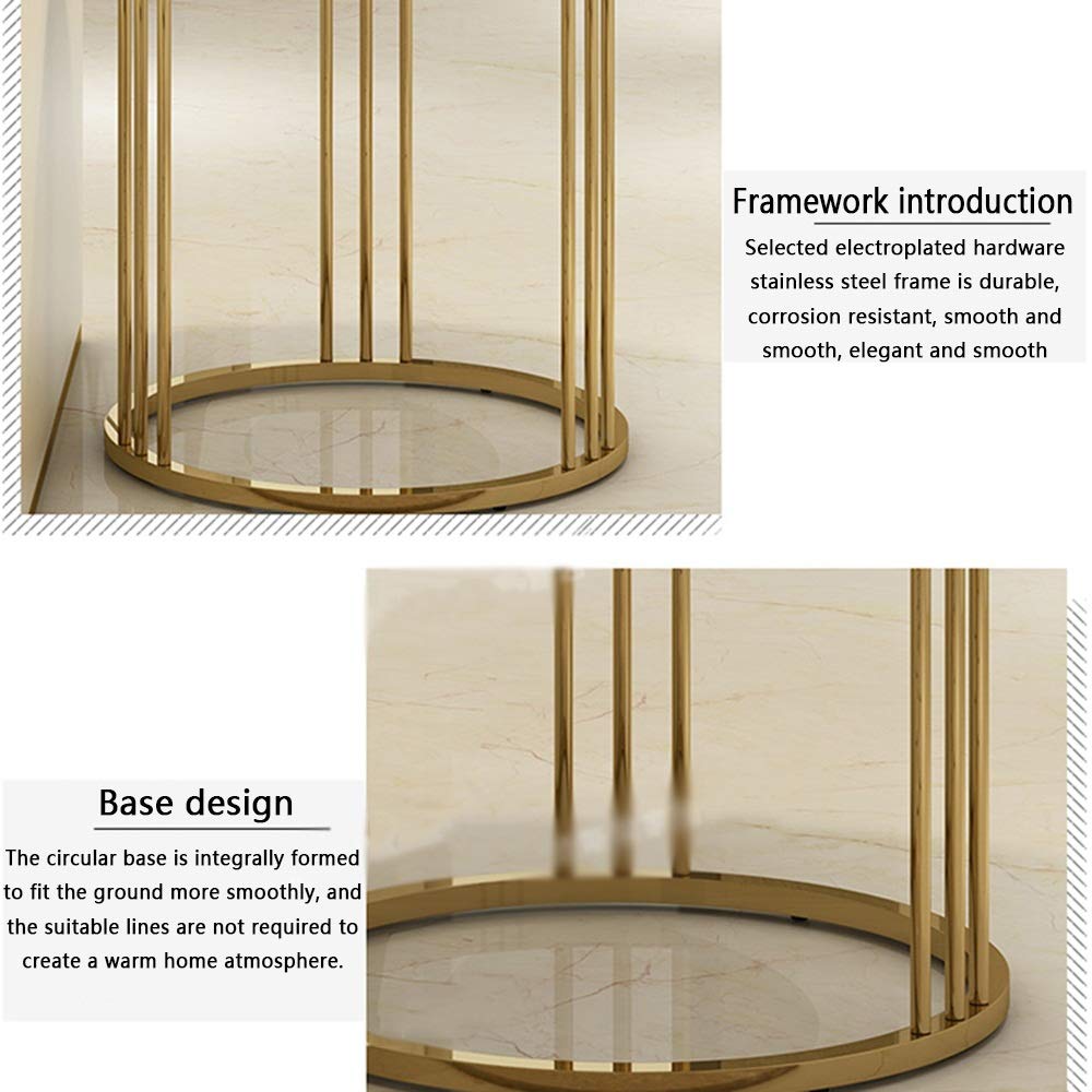 Axdwfd Mesa Plegable Mesita, Redondo de Acero Inoxidable Anti-Sensacional Snack-Mesa de mármol Mesa de té de sobremesa