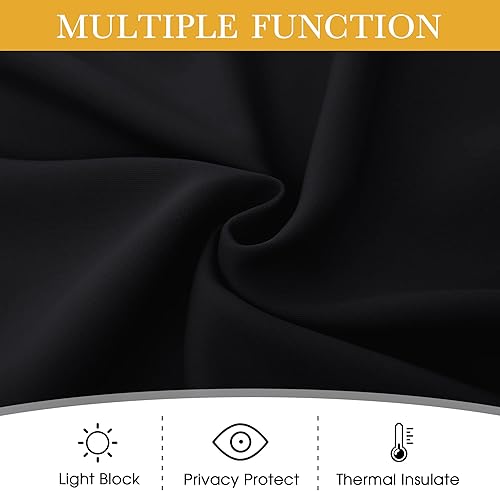 Miniatura 164 de RYB HOME Juego de 2 paneles de cortinas opacas grises de 63 pulgadas de largo, cortinas sólidas resistentes para oscurecer la habitación