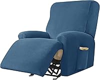Vista 14 de Fundas elásticas para sillón reclinable, 4 piezas, funda de terciopelo ultra suave para silla reclinable, funda de sofá de un solo asiento, Beige