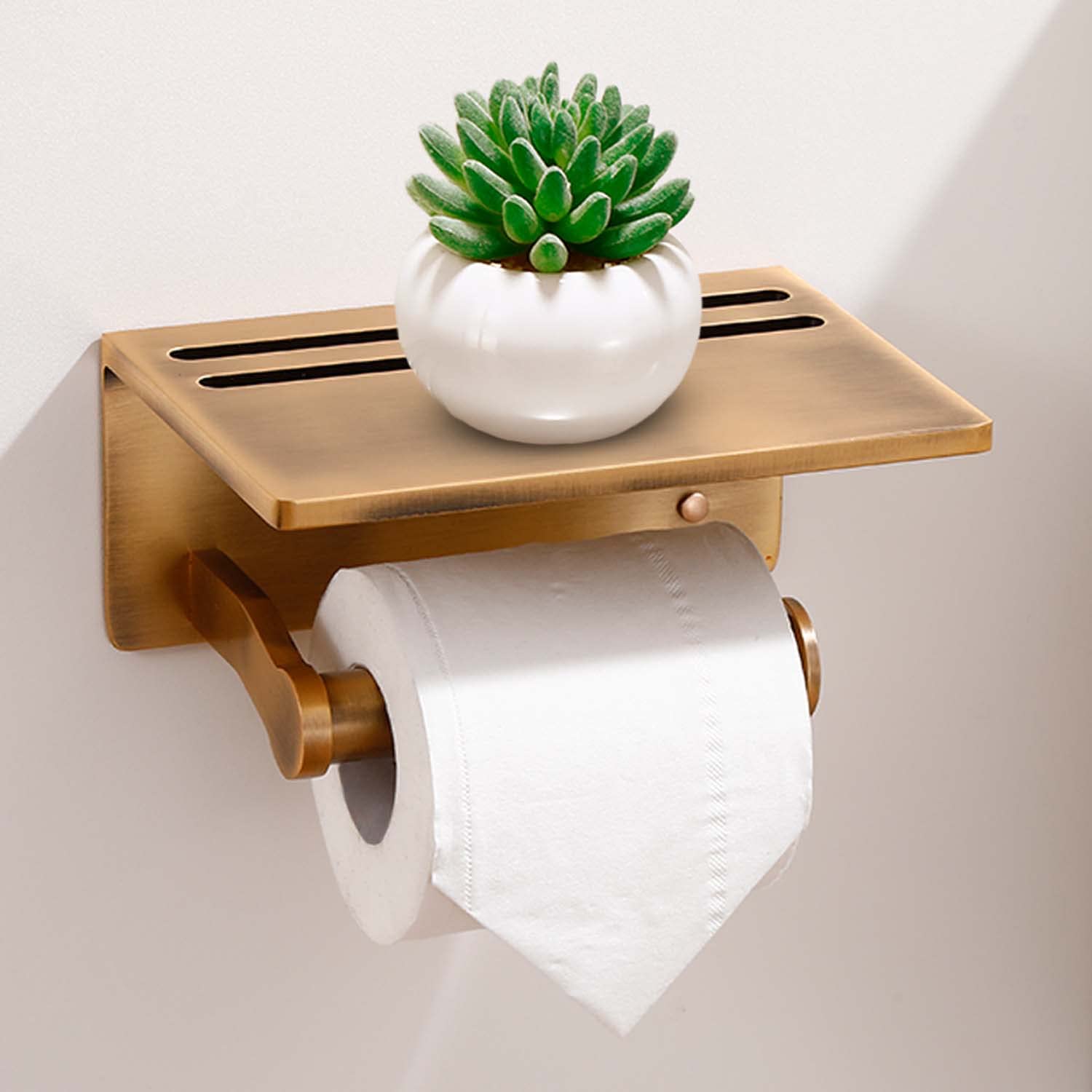 Toilettenpapierhalter Mit Ablage Aus Aluminium – Vintage Design, Wandmontiert, Ohne Bohren