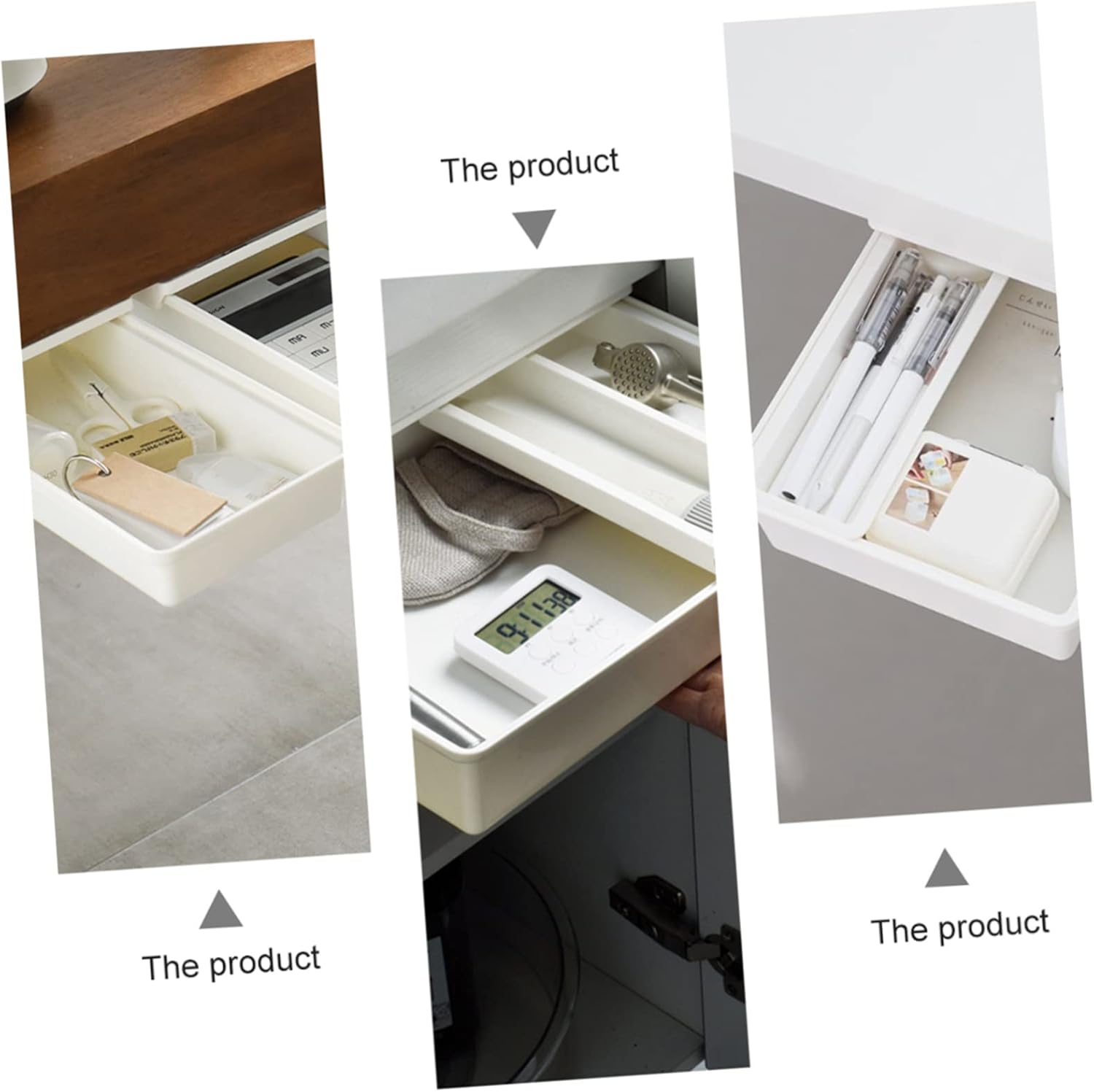 SECFOU Desk Storage Drawer Box Adhesive Office Desk Organizer Pp Material for Office