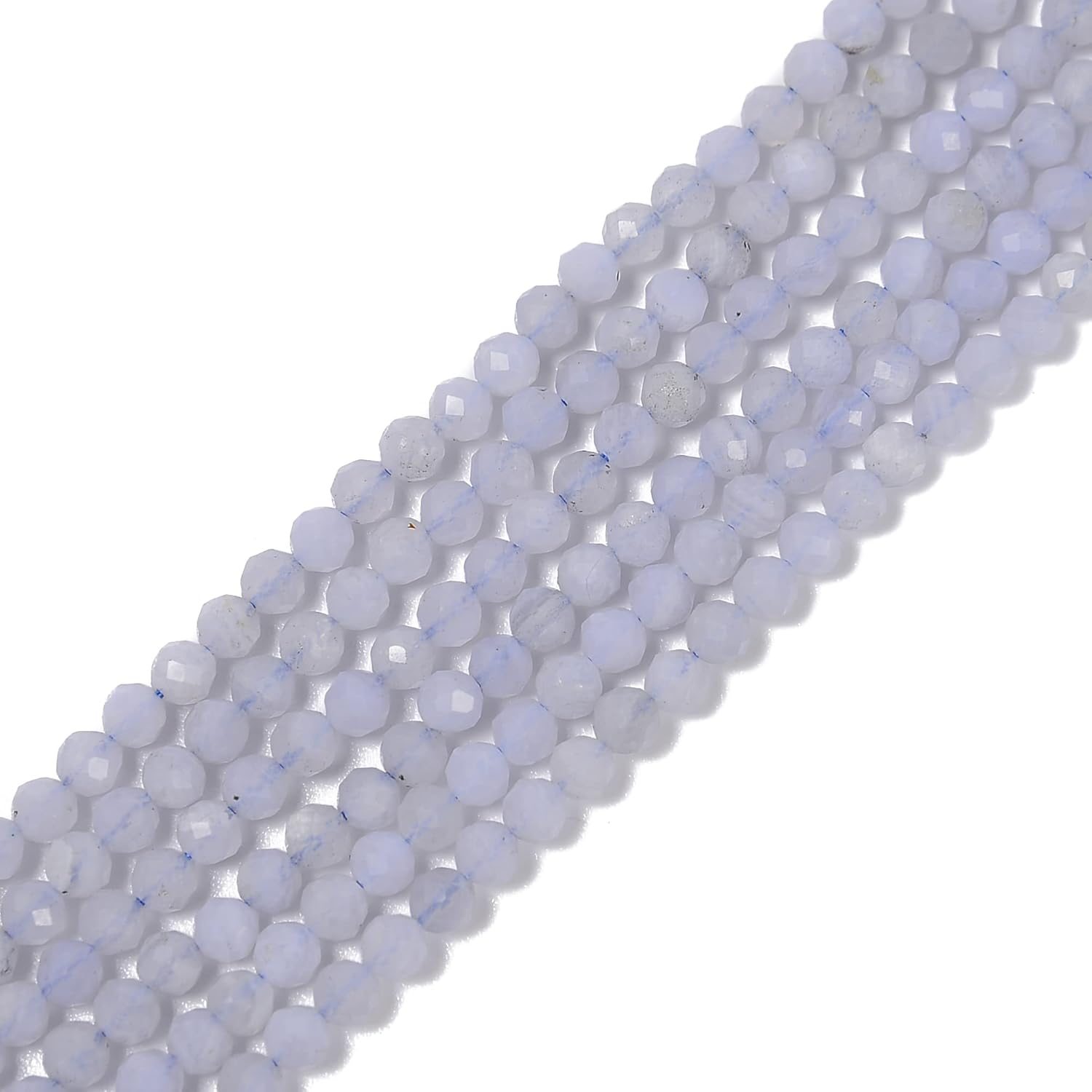 Natural Blue Lace Agate Faceted Round Beads Size 3mm 15.5'' Strand for Jewelry Making