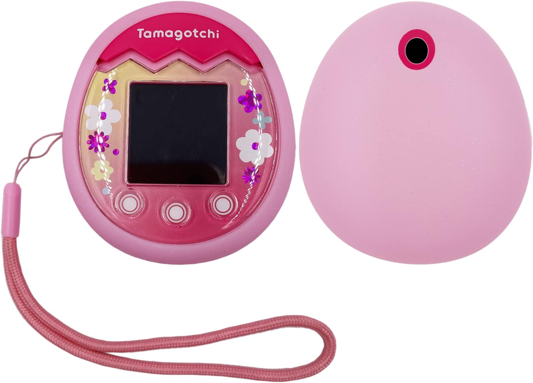 xcivi Silicone Cover and Lanyard for Tamagotchi Pix Virtual Interactive Pet Game Machine, Silicone Shell Compatible with New Tamagotchi PIX (Pink)