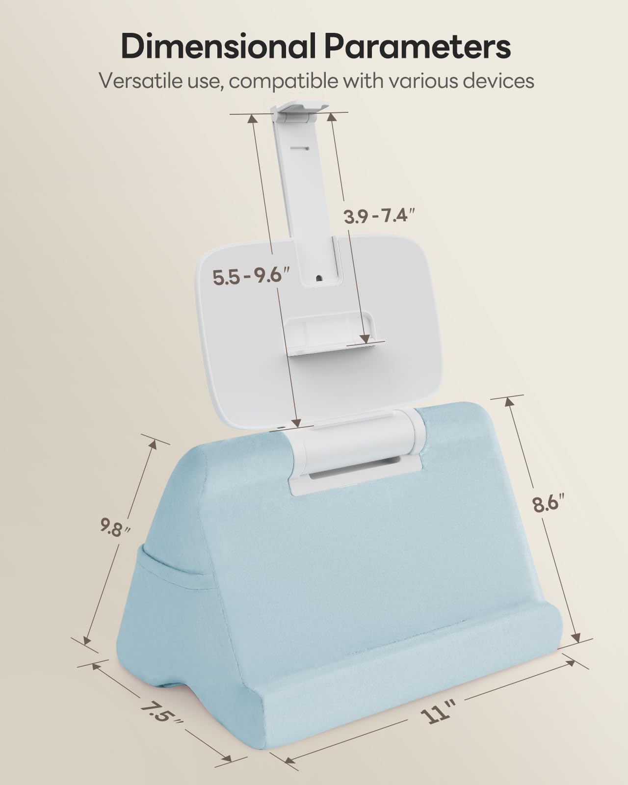 SAIJI Supporto per iPad – Supporto per tablet Kindle per leggere a letto, con clip regolabile per tablet da 4 a 13 pollici, come iPad Pro, Air, Mini, Kindle, Galaxy Tab, e-Reader, blu