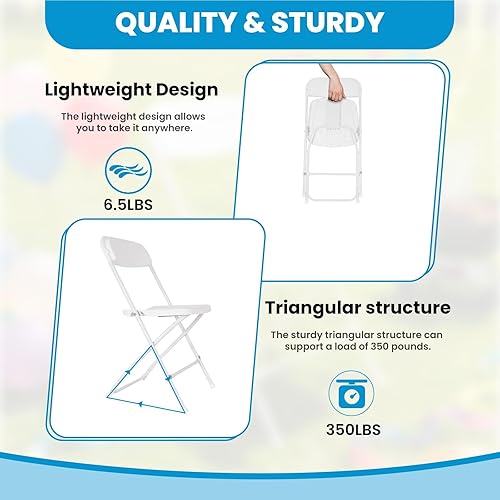 Miniatura 3 de Heavy-Duty Metal Frame Folding Chairs 10 Pack, 350Lbs Foldable Chairs with Anti-Slip Rubber Sleeve, 18L x 18W x 32H, Folding Chair for Wedding