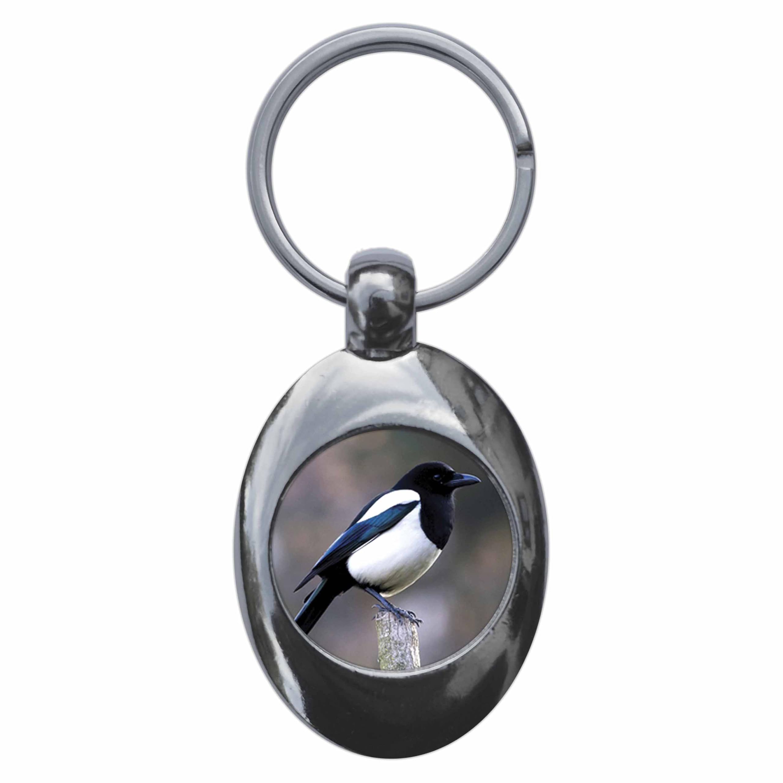 Ozorath Magpie Keyring Keychain Key Ring Chain With Trolley Coin
