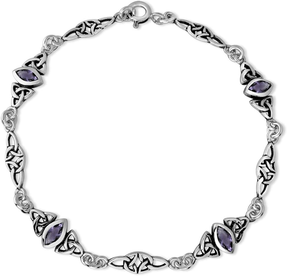 WithLoveSilver 925 Sterling Silver Celtic Double Triquetra Trinity Link Bracelet, 7.5"