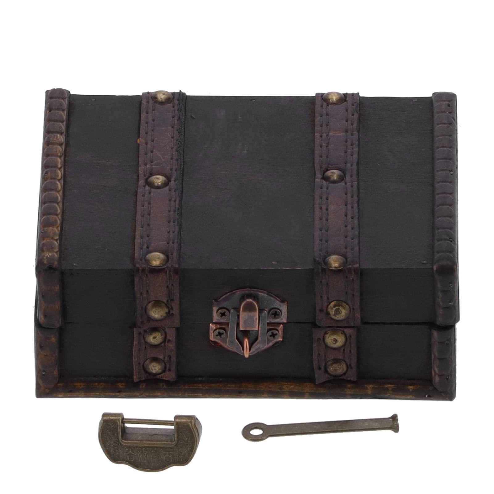 Caja de madera retro Sto Caja de joyería antigua con cerradura en D y llave de escritorio Nizer para joyas, collares, ingles, caja de recuerdo de madera hecha a mano