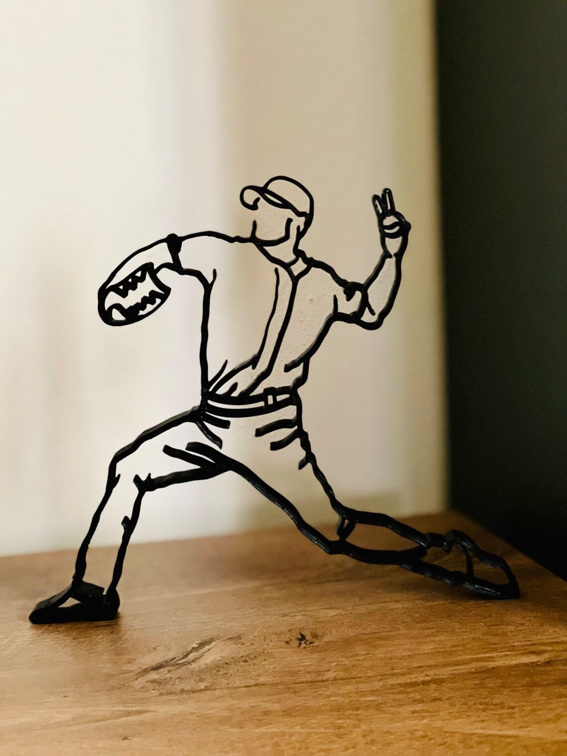 EROTNGO Baseball Pitcher Tabletop Figure: Minimalist Art Sculpture, Sport Decor, Statue Figure, Ideal Gift for Christmas, Stadium and Ball Design, Windowsill Accent 1
