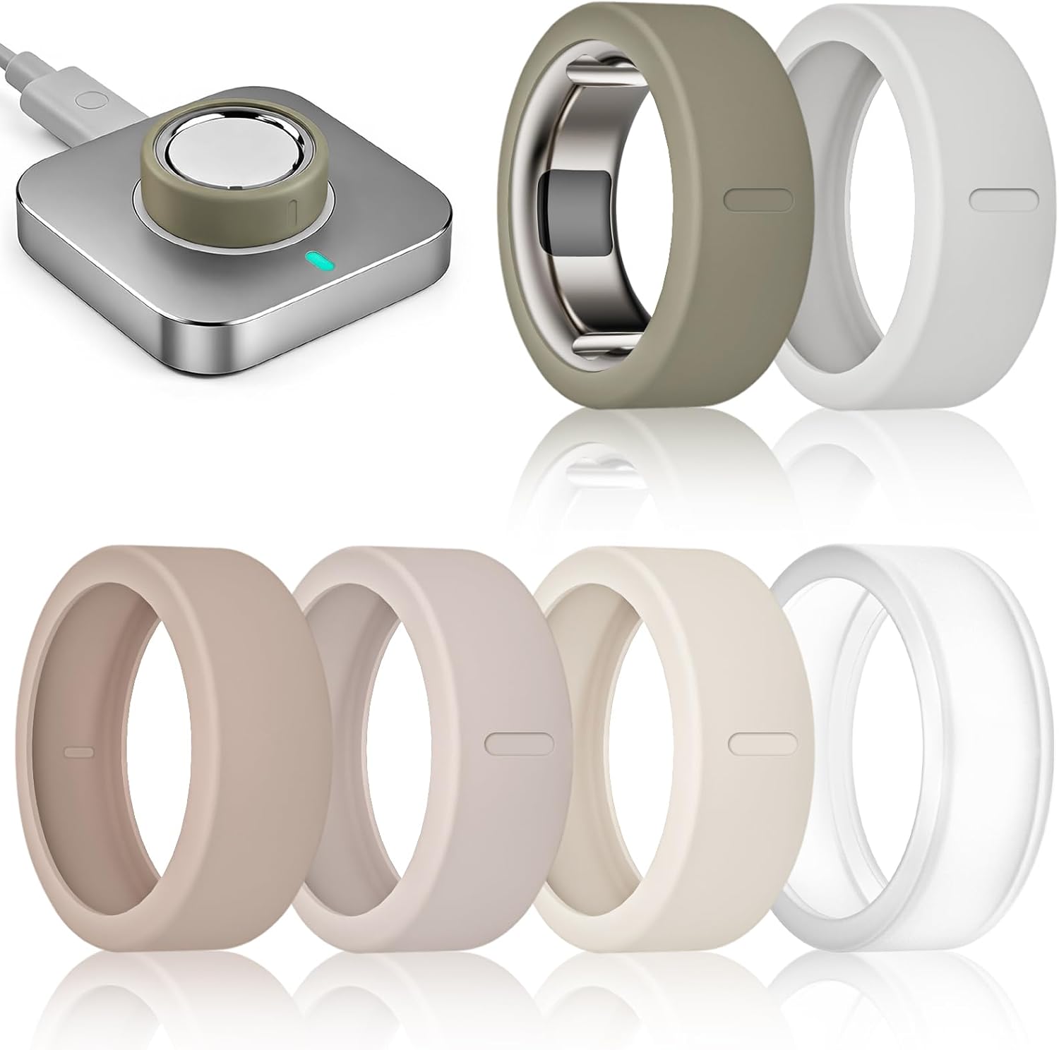6 Pack Covers Compatible with Oura Ring Gen 4/4 Ceramic/Oura Ring Gen 3, Anti-Scratch Elastic Silicone Protector for RingConn Gen 3/Gen 2/Gen 2 Air/Ultrahuman (6 Pack - 01, S (6/7/8/9/10))