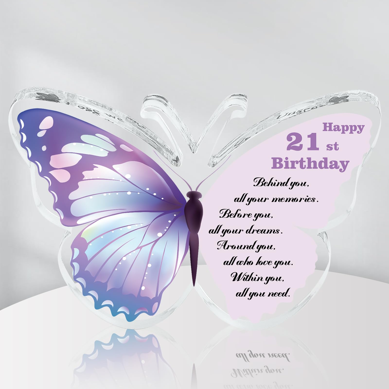 21st Birthday Gift, Acrylic Butterfly Plaque, Keepsake Decoration