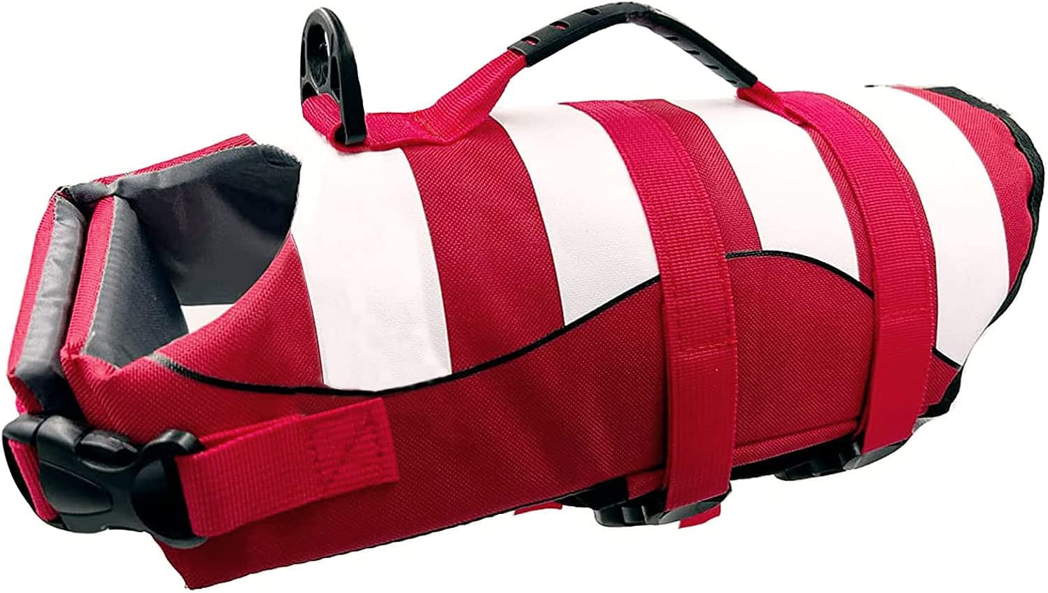 Dog Life Jacket with Reflective Stripes,Adjustable High with Strong Rescue Handle Dog Life Vest for Swimming and Boating (Red