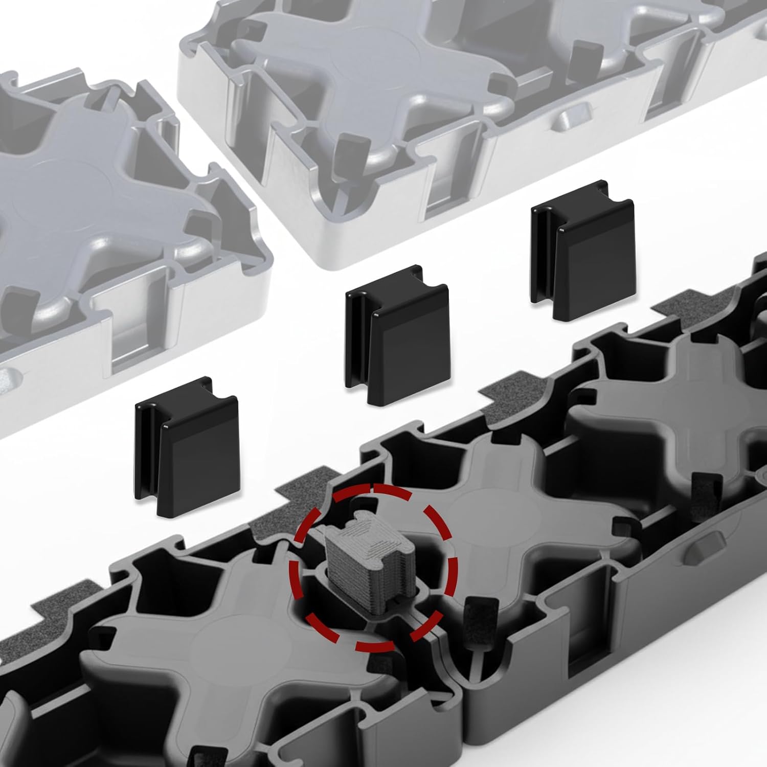 20-Pack Connector Compatible with Tmat Truck Bed Cargo System, Double Male Tab for 2"x12" Filler Panels, Strengthens Modular Bed Assembly, Fits 6-Slot Panels, Easy to Install