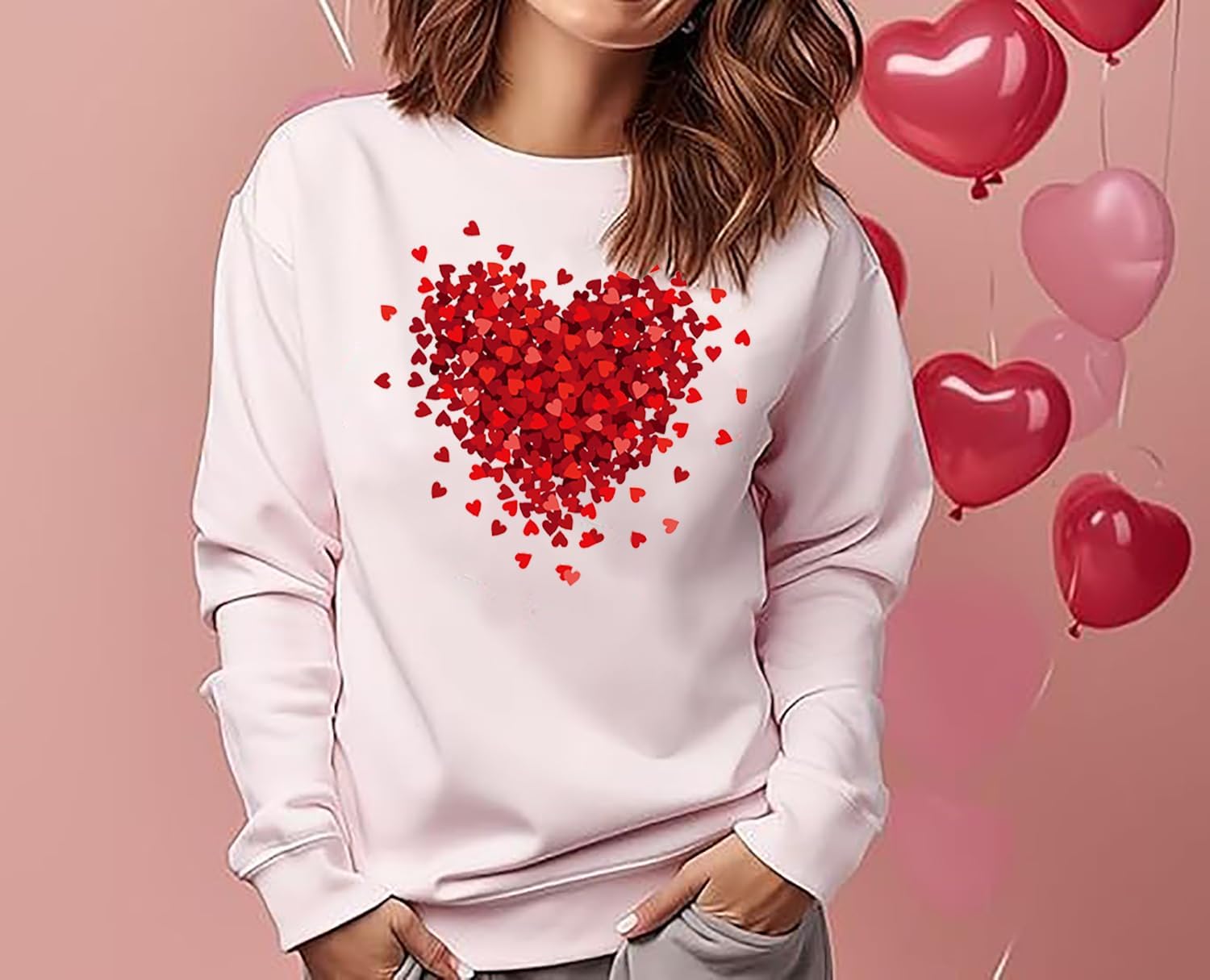 Valentines Sweatshirt Women Funny Love Heart Graphic Valentine Shirt Casual Long Sleeve Pullover Tops - Image 4