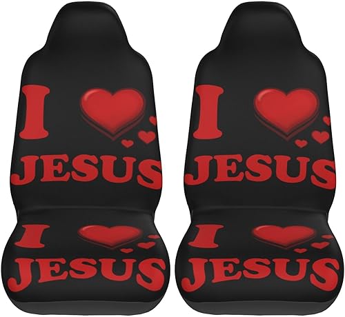 I Love Christian Jesus - Funda de asiento delantero de automóvil para hombres y mujeres, 2 piezas, fundas de asiento automotriz para automóviles,