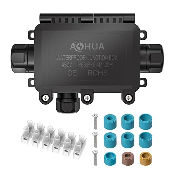AOHUA IP68 Waterproof Electrical Junction Box Outdoor 3 Way Wire Connector Underground Splice Light Junction Box for 4.5-13mm Cable