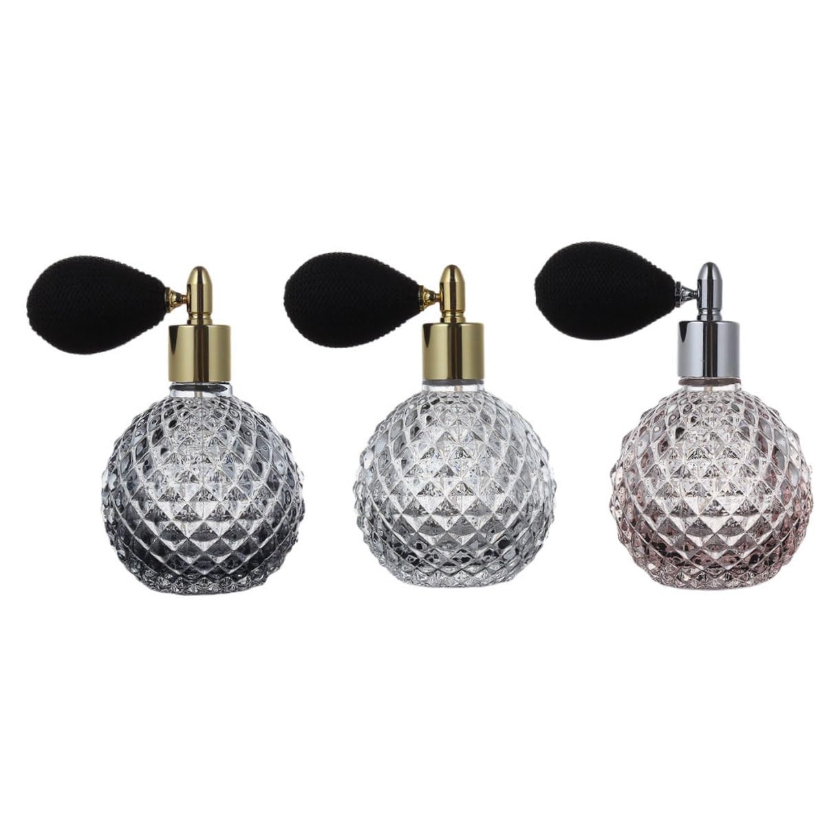 POPETPOP 100ml per Profumo Ricaricabili Set da 3 Bottiglie con Atomizzatore Vintage in Vetro Trasparente Colore Casuale per Decorare Soggiorno e Camera da Letto