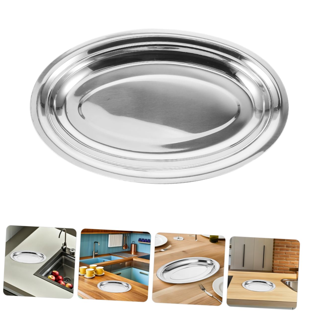 Hohopeti 6pezzi Vassoio in Acciaio Inox per Sushi Pesce Frutti di Mare e Carne Vassoio da Portata in Superficie Luciper Antipasti e Tovaglioli capacità Generosa per Servire Cibo in Modo