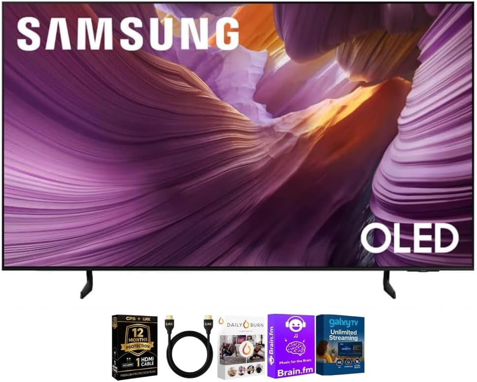 Samsung 65 Inch Class S85F Series 4K OLED Vision AI Smart Tizen TV HDR Dolby Atmos WiFi HDMI Gaming TV Bundle with High Speed Cable Streaming Package and 12 Month CPS Protection Plan