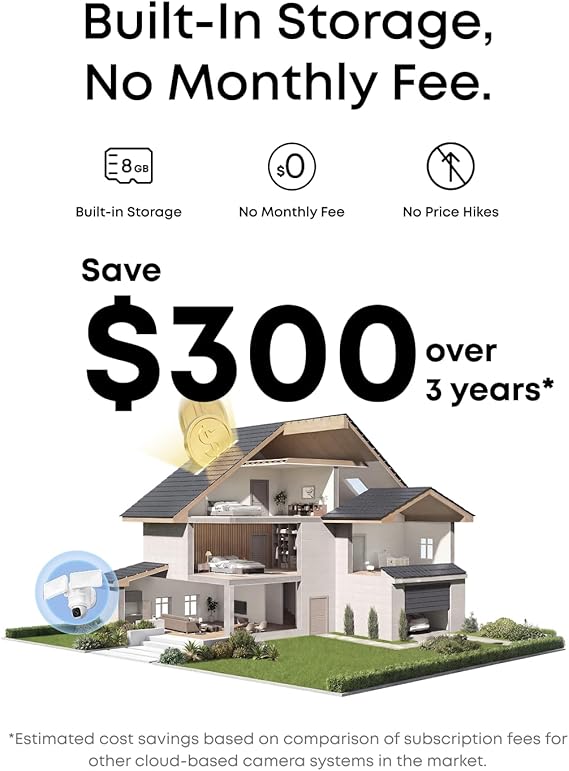 eufy Security Floodlight Camera E30, Security Camera Outdoor, 360 Pan and Tilt, AI Detection and Tracking, 2K Video, 2.4GHz Wi-Fi, 2,000 Lumens, Built-in Siren, 24/7 Recording,No Monthly Fee