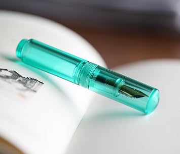 Wancai Mini Fountain Pen Extra Fine Nib 0.38mm Pocket-Size Travel Short Writing Gift Pen with 6 PCS Black Ink Cartridges - Green