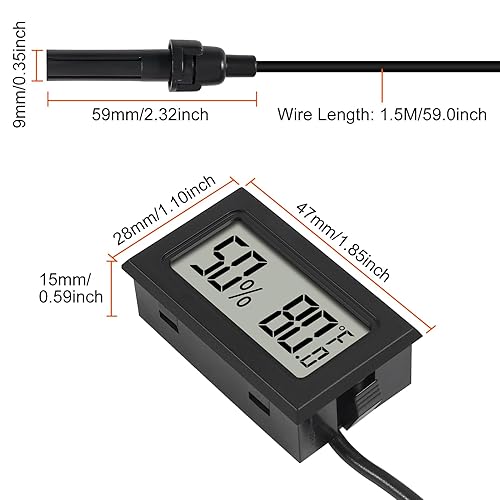 Miniatura 5 de 10 mini termómetro digital higrómetro medidor interior con sensor de sonda pantalla LCD, medidor de temperatura humedad Fahrenheit () medidor para