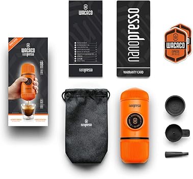WACACO Nanopresso Cafetera Espresso Portátil, Versión Mejorada de Minipresso, 18 Bar de Presión, Cafetera de Viaje Extra Pequeña, Operada Manualmente, Naranja6