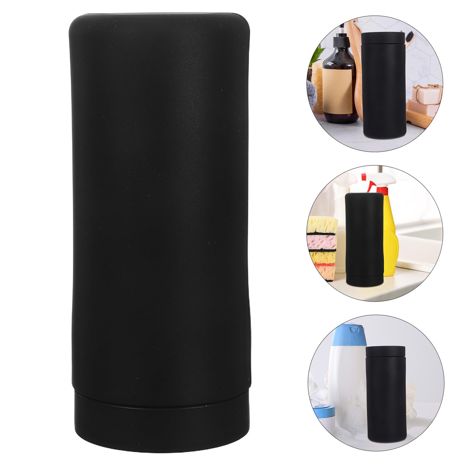 Dosatore Sapone da Lavello in Silicone Nero, Ricaricabile e Portatile | Chiusura Igienica, Antiperdita, per Cucina e Casa, Look Moderno Raffinato, Pratico da Riempire