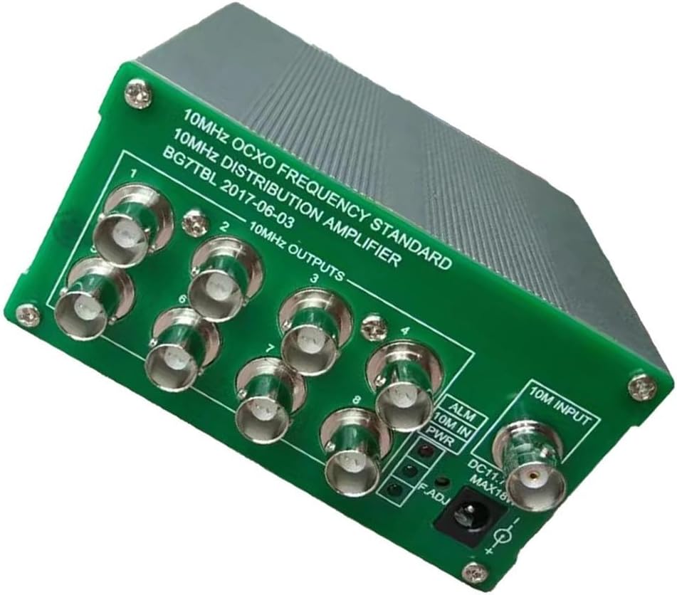 10MHz Distribution Amp-lifier with Built-in OCXO Frequency Standard, 8-Port BNC Output, High Stability ±50ppb, Low Phase Noise, External Reference Input, Wide DC Power Supply(without OCXO)