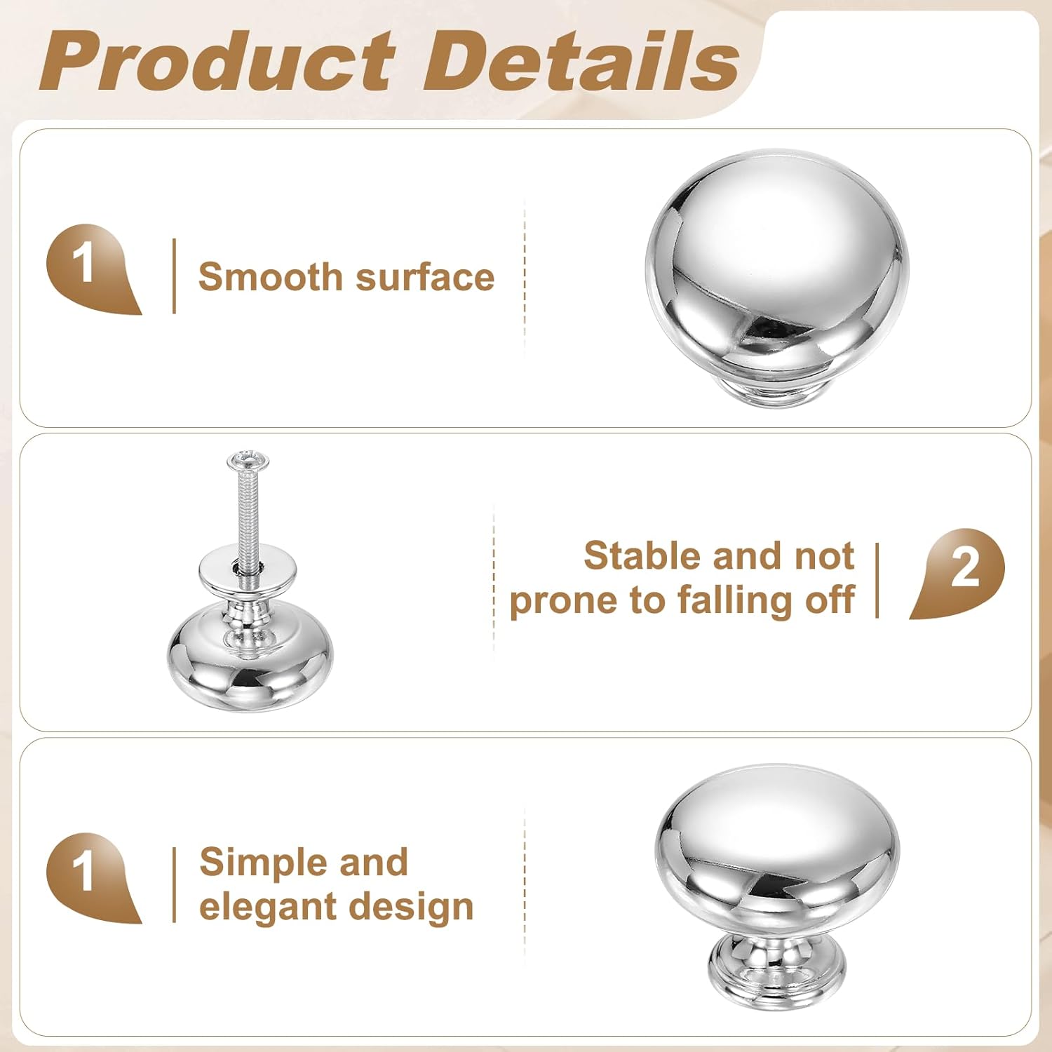 uxcell 10 Pcs 1.2" Cabinet Knobs, Plastic Dresser Drawer Pulls, Round Hardware Knobs with Screws for Bedroom Kitchen Cupboard Wardrobe Dresser, Silver