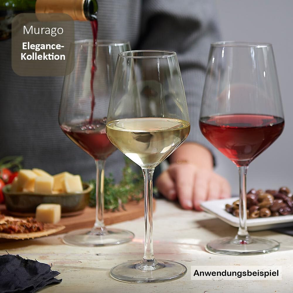 Murago - 24er Set Weißweingläser Elegance ca. 380 ml - Weißweingläser elegante Weingläser Weinglas für 380ml Weißwein 24 Stück Gläser bauchig Weißweinglas spülmaschinenfest groß Weissweingläser